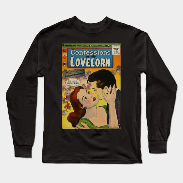 Vintage Romance Comic Book Cover - Confessions of the Lovelorn Long Sleeve T-Shirt by Slightly Unhinged